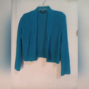 Ellen Tracy Teal Open Knit Women's Sweater